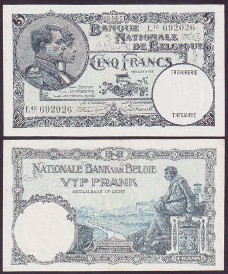 1931 Belgium 5 Francs (gEF) L001323